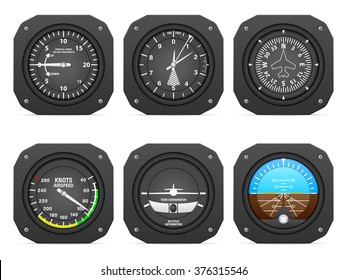 Flight instruments on a white background.