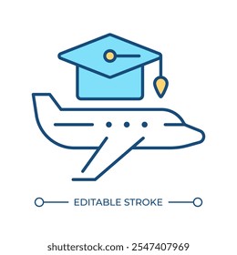 Flight Lektionen RGB Farbsymbol. Ausbildung zum Piloten, Abschluss. Luftfahrt, Avionik. Zertifizierung, Compliance. Isolierte Vektorgrafik. Einfache, ausgefüllte Linienzeichnung. Bearbeitbarer Strich