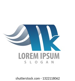 flight letter MK logo concept design. Symbol graphic template element 
