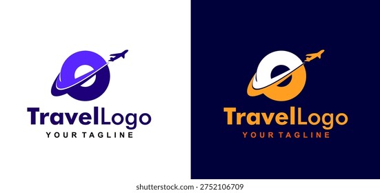 Flight Line Initial Letter O Logo Design. Airplane Flight Line Forms Letter O Logo Design.
