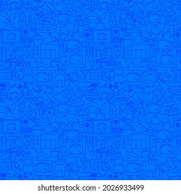 Flight Line Seamless Pattern. Vector Illustration of Outline Background.
