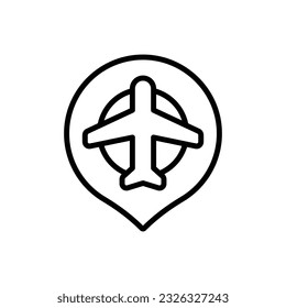 Flight Location Outline Icon Vector Illustration