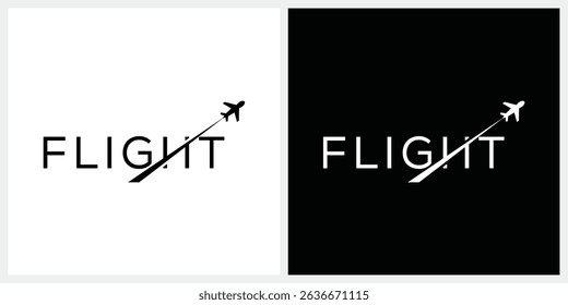 flight logo design, word mark flight graphic vector