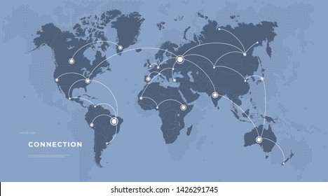 Flight Map, Travel. World Map Vector