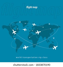 flight map vector airplane icon world transportation vip class