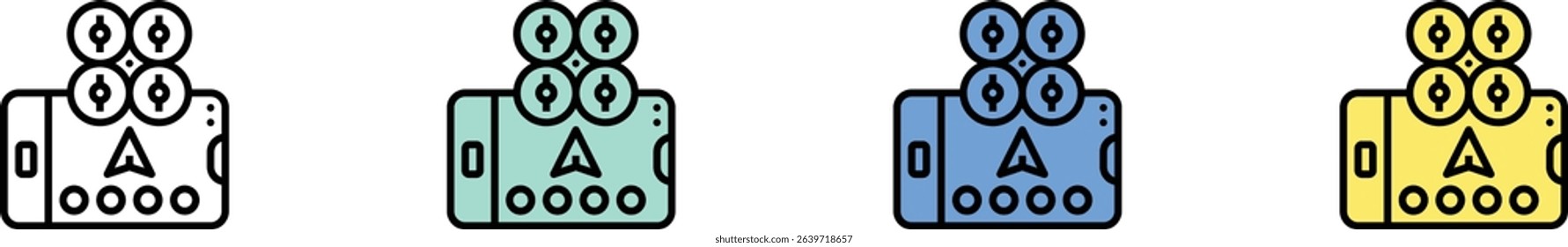 flight mode icon. Outline, Green, Blue and Yellow Style Design Isolated On White Background