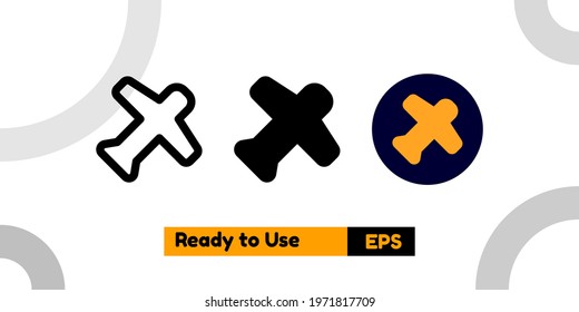 flight mode icon with three style for poster, social media, and presentation