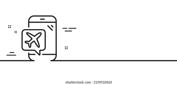 Flight mode line icon. Airplane mode sign. Turn device offline symbol. Minimal line illustration background. Flight mode line icon pattern banner. White web template concept. Vector