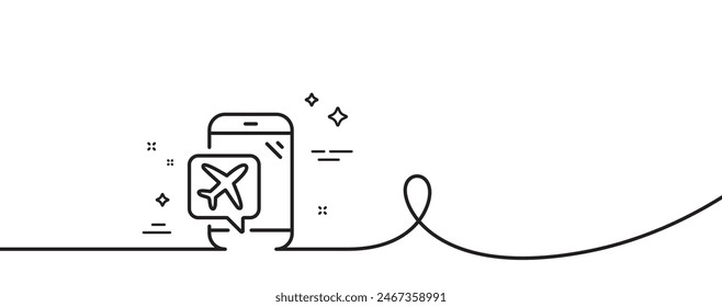 Flight mode line icon. Continuous one line with curl. Airplane mode sign. Turn device offline symbol. Flight mode single outline ribbon. Loop curve pattern. Vector