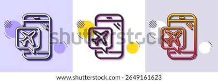 Flight mode line icon. Halftone dotted pattern. Gradient icon with grain shadow. Airplane mode sign. Turn device offline symbol. Line flight mode icon. Various designs. Vector