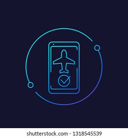 flight mode in the phone vector icon, linear