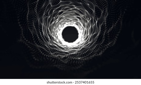 Flight motion graphic in digital technology tunnel. Abstract digital background. Data flow information. Technology tunnel. 3D vector illustration
