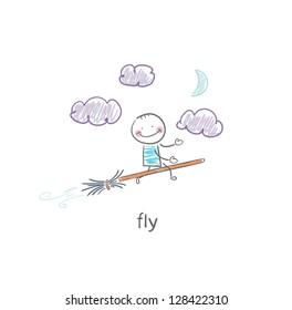 Flight on a broomstick