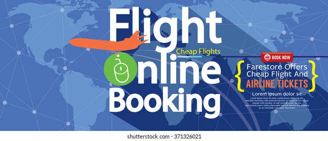 Flight Online Booking For Sale 1500x600 Banner Vector Illustration 
