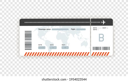 Bordkarte auf Flugpapier, Vektorgrafik einzeln auf transparentem Hintergrund