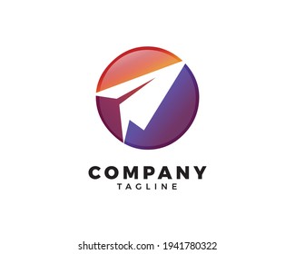 Flight paper plane logo vector icon illustration