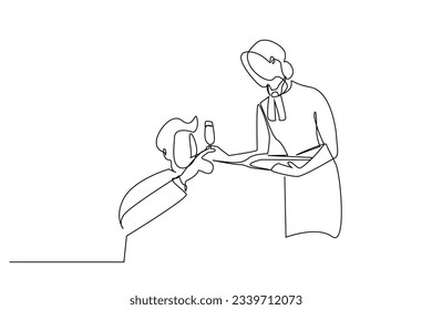 flight passenger stewardess is serving drinks business line art