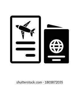 Flight, passport, air ticket icon