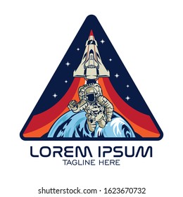 Flight Patch  Badge Design With Astronaut And Space Ship