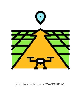 flight path arrow unmanned aerial vehicle color icon vector. flight path arrow unmanned aerial vehicle sign. isolated symbol illustration