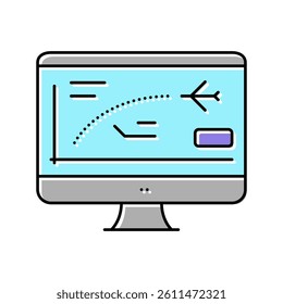 flight path computer simulator color icon vector. flight path computer simulator sign. isolated symbol illustration