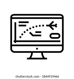flight path computer simulator line icon vector. flight path computer simulator sign. isolated contour symbol black illustration