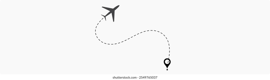 Trajetórias de voo com linha tracejada e ícones de avião, infográficos de roteiro e rotas de trajetória de viagem com marcadores de localização com conjunto de vetor.