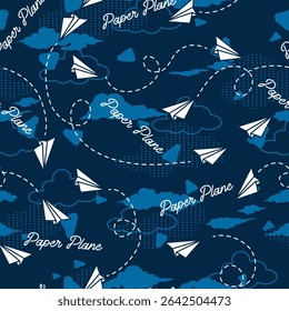 Flight Paths Paper Airplanes at Night Pattern can be use for background, template, and apparel design