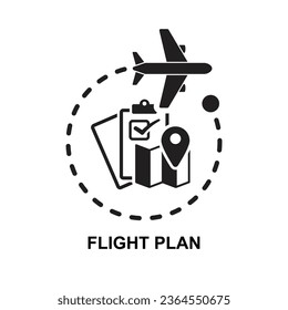 Flight plan icon. Airplane routes icon. Routes travels isolated on background vector illustration.