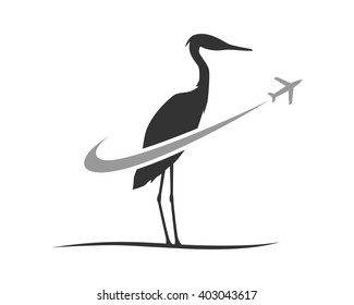 flight plane airline stork heron crane egret heron bird silhouette image icon
