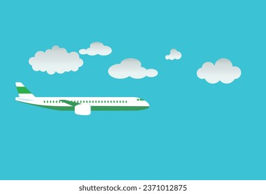 flight plane with cloud sky flat design illustration