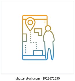 Flight Preview Gradient Icon.Pre-map Passenger Experience.Ability To Pre-map Airport Journeys. Airport New Normal Concept.Isolated Vector Illustration.Suitable To Banners, Mobile Apps And Presentation