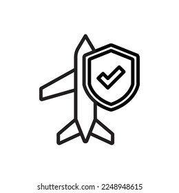 Ilustración de vectores de iconos de contorno de protección de vuelo