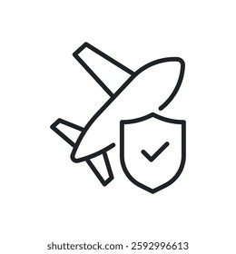 Flight protection thin line icons. Perfect pixel on transparent background
