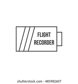Flight recorder icon in thin outline style. Transportation equipment aviation pilot conversation data