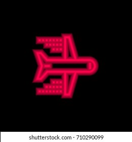 Flight red glowing neon ui ux icon. Glowing sign logo vector