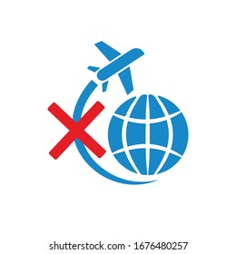 Flight restrictions. Border to closed. Vector illustration