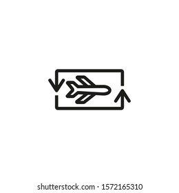 Flight return thin line icon. Airplane, round trip, cycle arrows isolated outline sign. Travel, trip, vacation concept. Vector illustration symbol element for web design and apps