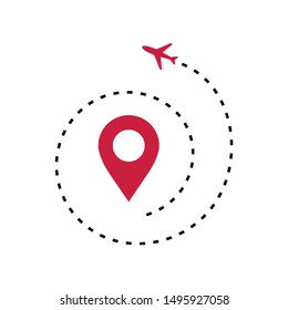 Flight Route Icon, Flight Route Illustration Vector