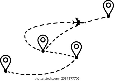 Flight Route Map with Location Markers