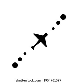 Flight route outline vector icon. Plane symbol. Jetliner path. Airliner. Tourism concept. Transportation element.  Destination plan. Flat simple line design illustration.