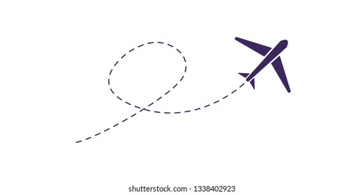 flight route with start point, airplane icon vector