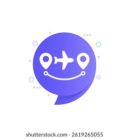 Flight route vector icon with an airplane