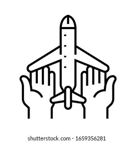 Flight safety line icon, concept sign, outline vector illustration, linear symbol.