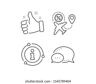 Flight sale line icon. Chat bubble, info sign elements. Shopping discount sign. Clearance symbol. Linear flight sale outline icon. Information bubble. Vector