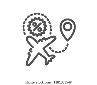 Flight sale line icon. Shopping discount sign. Clearance symbol. Quality design element. Classic style. Editable stroke. Vector
