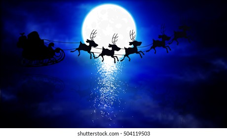 the flight of Santa Claus in the sky