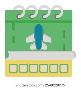flight schedule calendar icon in Flat Style. Color Fill