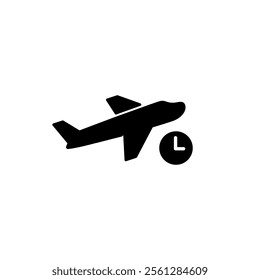 Flight schedule icon isolated on white background. Airplane take off time sign symbol