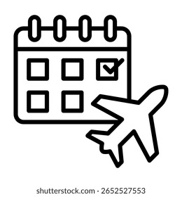 Ilustración vectorial de la línea Icon de horario de vuelo